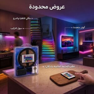 شريط إضاءة LED RGB بطول 5 أمتار مع ريموت وجهاز تحكم كامل